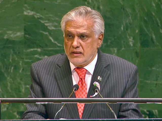 dpm ishaq dar addressing international conference on question of palestine and the implementation of the two state solution at un on monday photo x com foreignofficepk