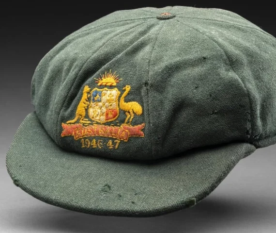 a cap won by cricketing great don bradman during the 1946 47 ashes series was sold for us 287 000 to australia s national museum