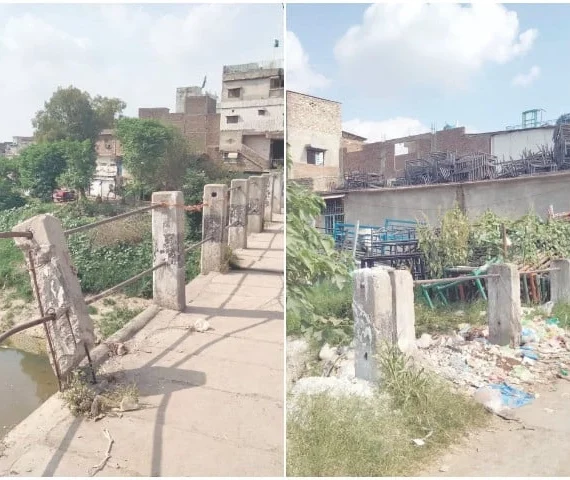 the historic city saddar road bridge on nullah leh remains in a dilapidated condition with broken railings photos express