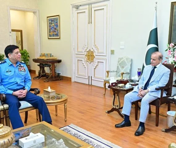 pm shehbaz in meeting with air chief marshal zaheer ahmad babar sidhu in islamabad on august 26 photo app