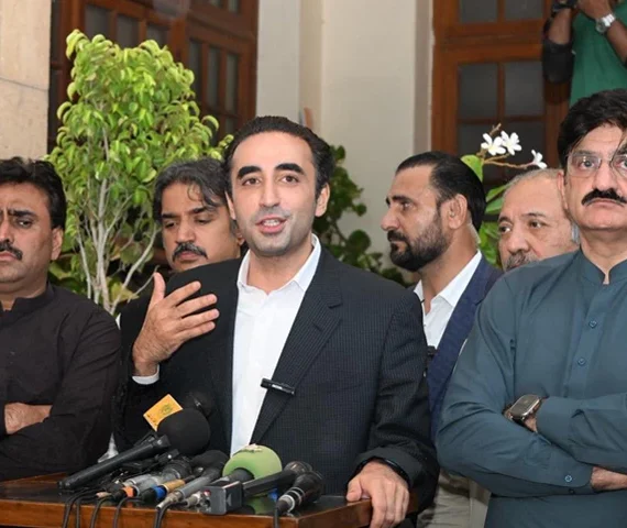 ppp chairman bilawal bhutto zardari speaks to the media during a visit to sukkur on sept 9 photo x ppp