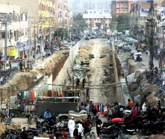 concrete unfulfilled dreams karimabad s unfinished underpass stands as a stark reminder of urban ambitions gone awry   a testament to debates on necessity and better alternatives in the city s bustling streets photo jalal qureshi express