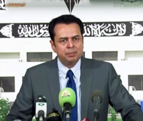 minister of state for interior talal chaudhry speaking to reporters outside parliament house in islamabad on october 9 2025 screengrab