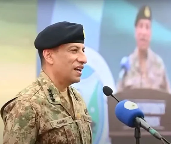 director general of the inter services public relations ispr lieutenant general ahmed sharif chaudhry addressing students at jinnah university for women in karachi on june 17 photo ispr video screen grab