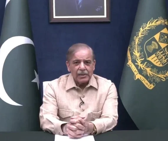 prime minister shehbaz sharif addressing nation on sunday in islamabad photo screenshot