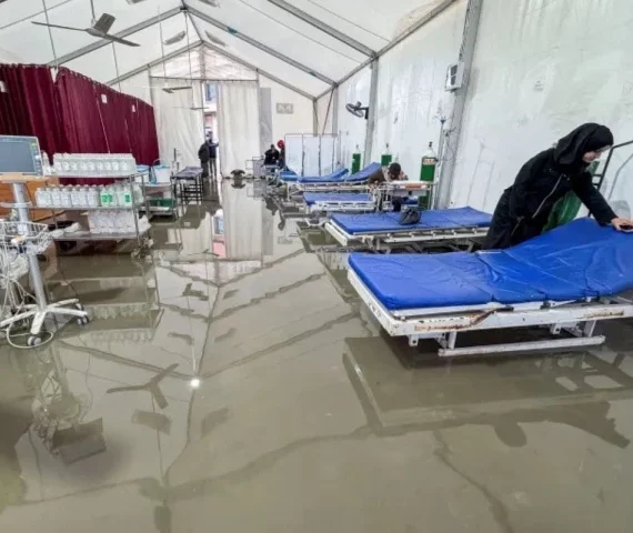 a field hospital is flooded following heavy rains in khan younis in the southern gaza strip photo reuters